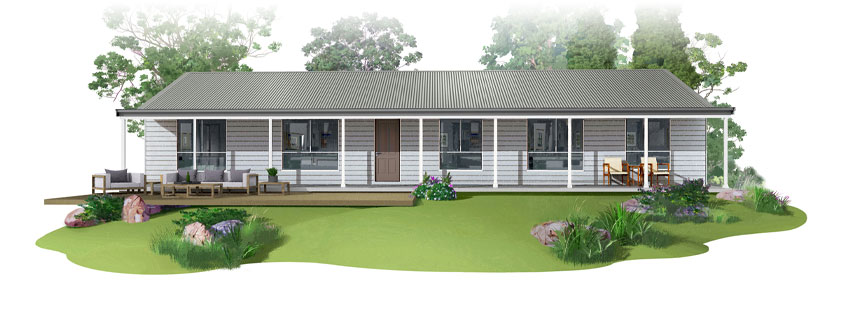 4 bedrooom kit home facade with verandah