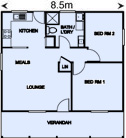 Met-Kit Homes - The Nepean 2 - Steel Frame Budget Kit Homes - 2 Bedroom