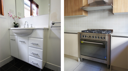 Bathroom vanity, kitchen oven and rangehood