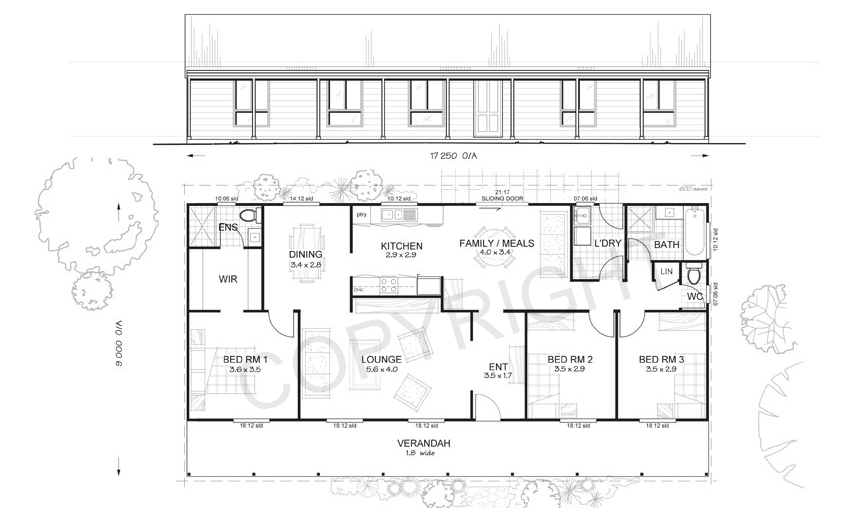 Met-Kit Home Springvale 3 Bedroom Kit Home Floorplan